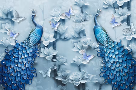Canvastavla - Colorful Peacocks D Effect