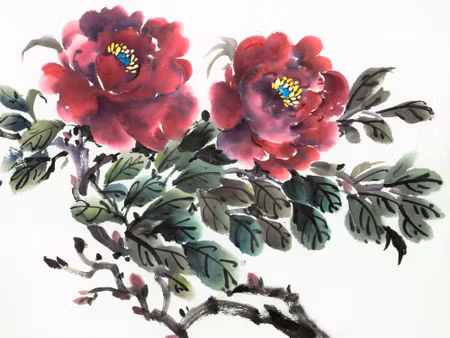 Canvastavla - Red Peony As Painted