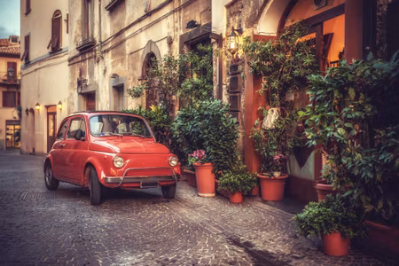 Canvastavla - Red Car in Vintage Style