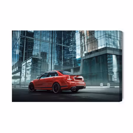 Canvastavla - Red Car in the City