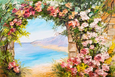 Canvastavla - Flowers and Sea