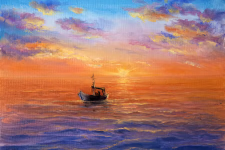 Canvastavla - Boat on the Sea