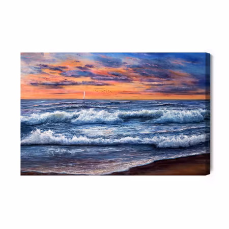 Canvastavla - Of the Sea Landscape and Sunset