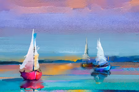Canvastavla - Abstract Sailing Ships on Sea