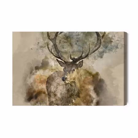 Canvastavla - Of Abstract Deer in Brown Tones