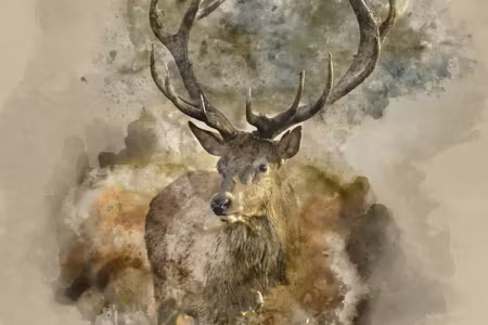 Canvastavla - Of Abstract Deer in Brown Tones