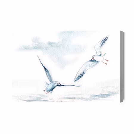 Canvastavla - White Birds with Watercolour Painted