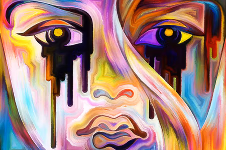 Canvastavla - Abstract Face Close Up
