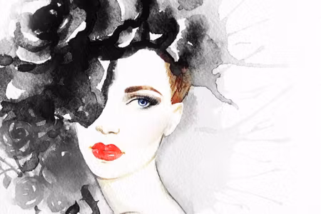 Canvastavla - Portrait of a Woman in Watercolor