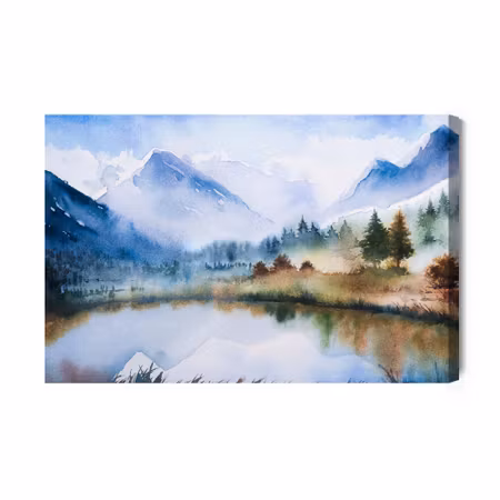 Canvastavla - Mountain Landscape Painted with
