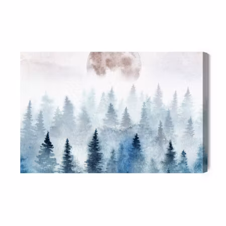 Canvastavla - Moon Above Misty Trees