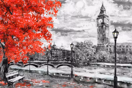 Canvastavla - View of the Thames and Big Ben