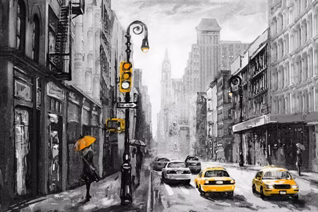 Canvastavla - View on a Painterd New York Street