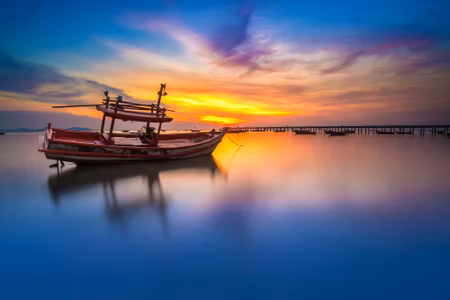 Canvastavla - Boat At Sunset