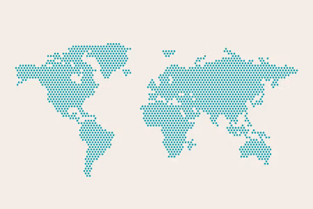 Canvastavla - World Map Made of Dots
