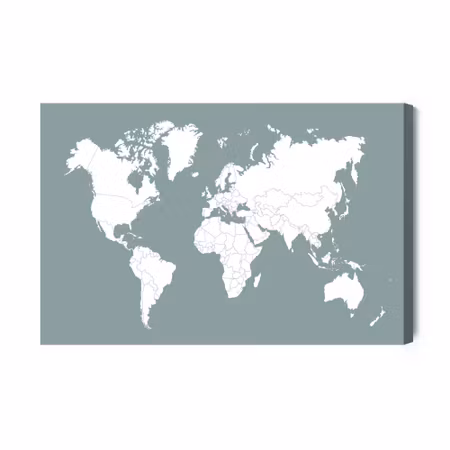 Canvastavla - World Map on a Gray Background