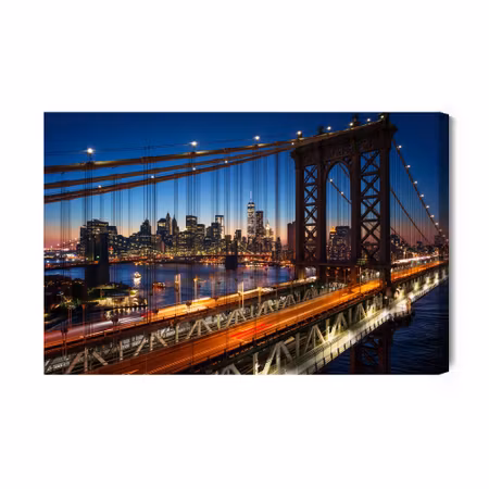 Canvastavla - D Night View of the Manhattan Bridge