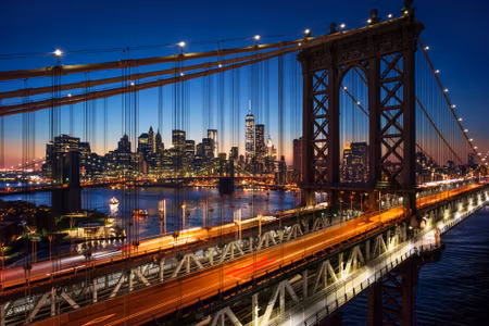 Canvastavla - D Night View of the Manhattan Bridge