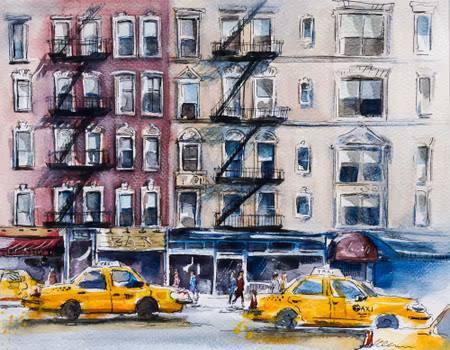 Canvastavla - New York Street Painted with