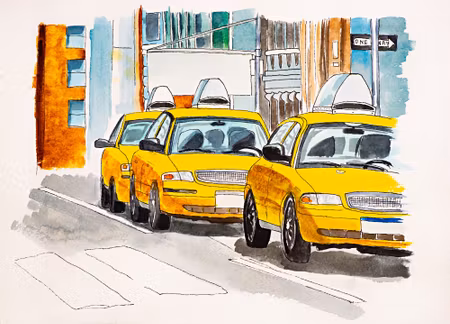 Canvastavla - New York City Taxis Painted in