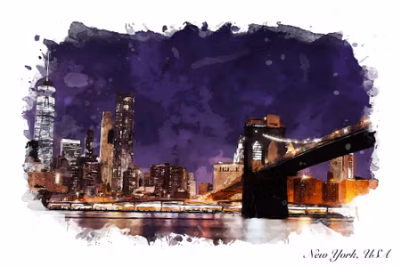 Canvastavla - The Brooklyn Bridge in an Abstract