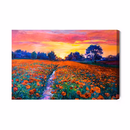 Canvastavla - A Field of Poppies As Painted