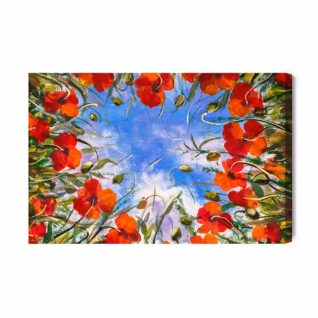 Canvastavla - Bottom View of Painted Red Poppies