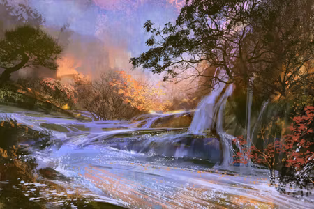 Canvastavla - A Waterfall As Painted