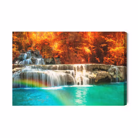 Canvastavla - Waterfall Painted with Watercolor