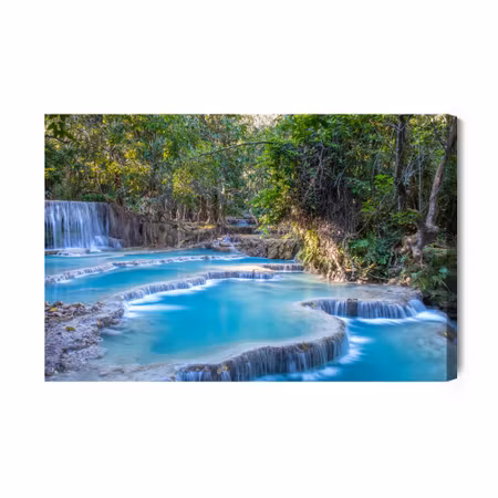 Canvastavla - View of the Kuang Si Waterfall in