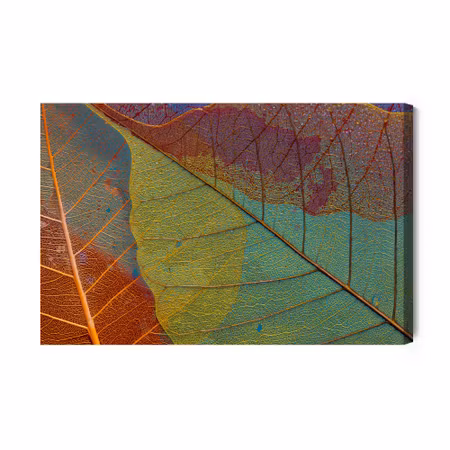 Canvastavla - Colorful Leaves on a Macro Scale