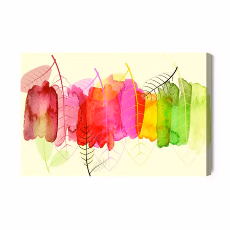 Canvastavla - Watercolor Leaves with Fall Colors