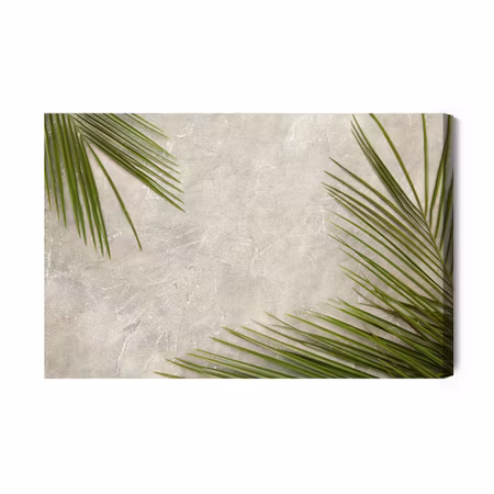 Canvastavla - Palm Leaves on a Concrete Background