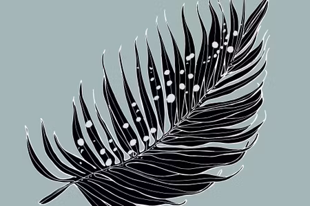 Canvastavla - Black Palm Leaf on a Gray Background