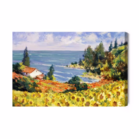 Canvastavla - Landscape with Sunflowers As Painted
