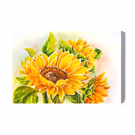 Canvastavla - Watercolor Sunflower Flowers