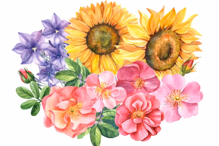Canvastavla - Flower Composition Painted with