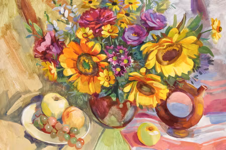 Canvastavla - A Floral Composition As Painted