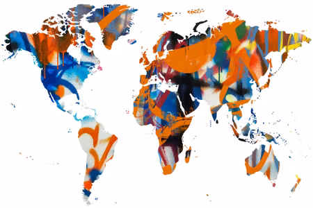 Canvastavla - World Map - Graffiti
