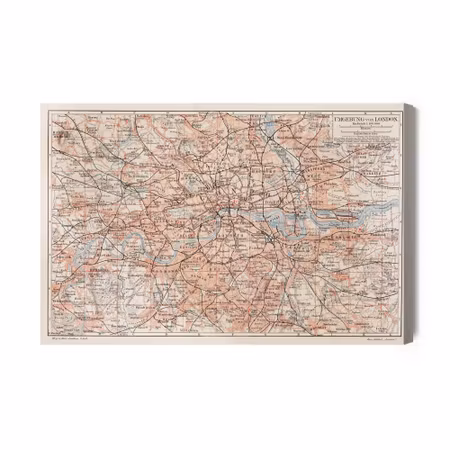 Canvastavla - Map of London and the Surrounding