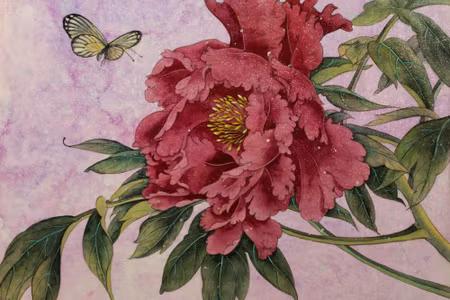 Canvastavla - Peonies and Butterflies