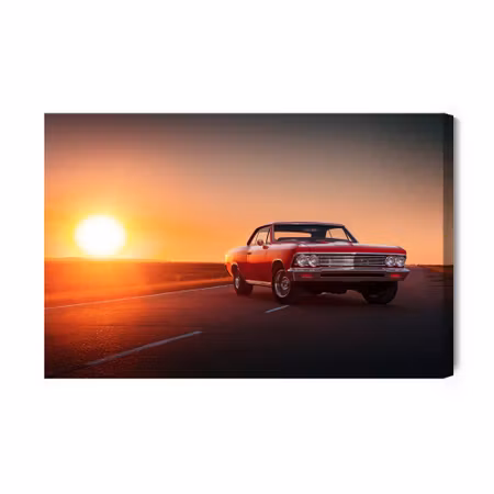 Canvastavla - Retro Car and Sunset