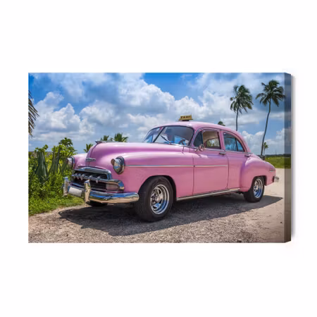 Canvastavla - Pink Vintage Car