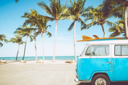 Canvastavla - Car and Tropical Beach