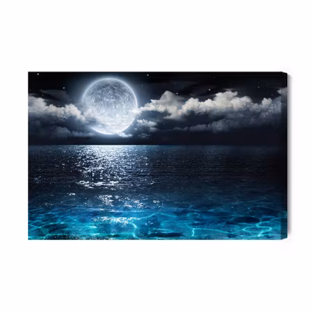 Canvastavla - Sea At Night with the Moon
