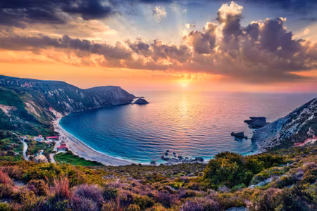 Canvastavla - Sunset over the Sea Bay