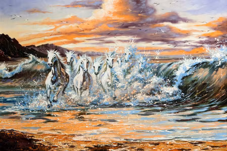 Canvastavla - Horses At the Seaside