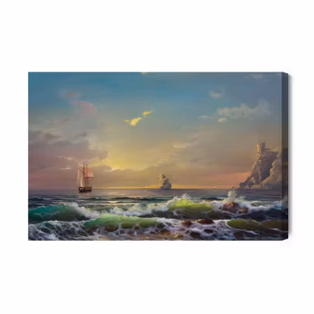 Canvastavla - Sea Rocks and Ships