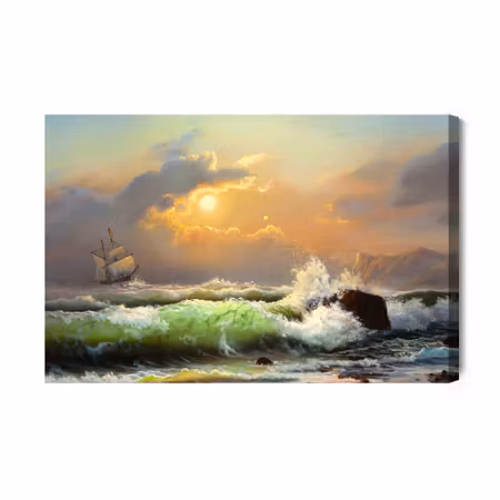 Canvastavla - Ship in a Stormy Sea