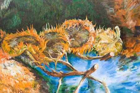 Canvastavla - Four Sunflowers As Painted